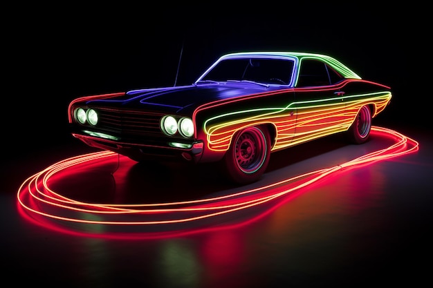Foto arafed-bild eines autos mit neonlichtern generativ ai