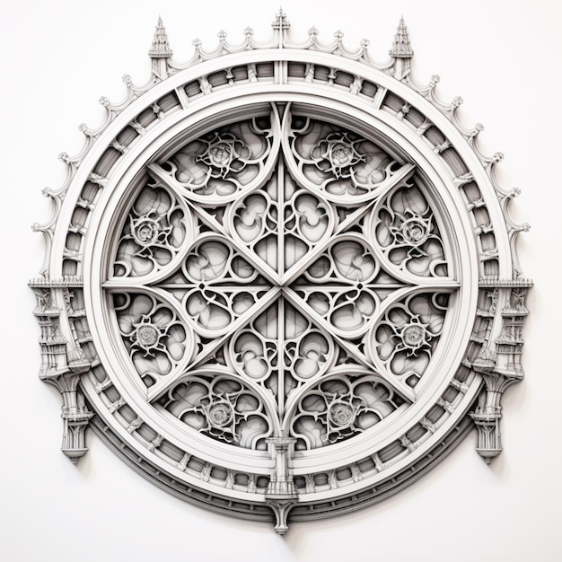 Arafed-Bild eines gotischen Fensters mit einer Uhr generativ ai