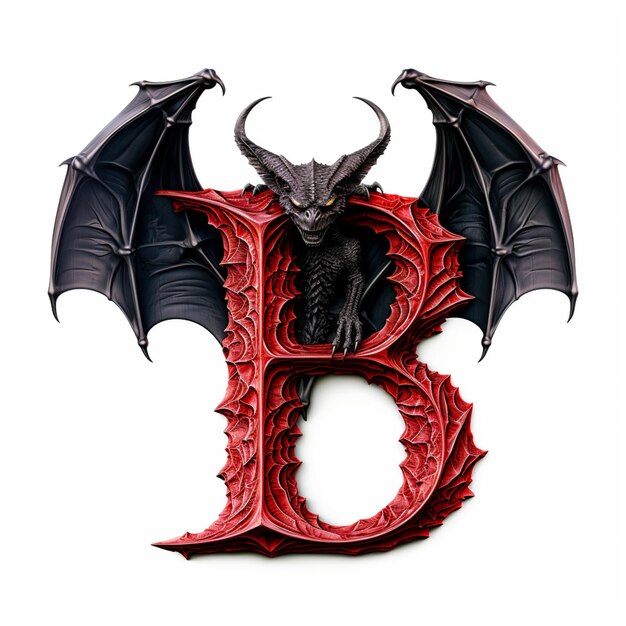 Arafed Bild eines Teufels mit Hörnern und einem großen Buchstaben b generative ai