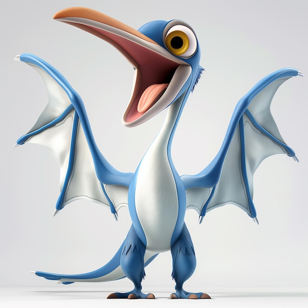 Arafed blau-weißer Vogel mit offenem Mund und Flügeln generative ai