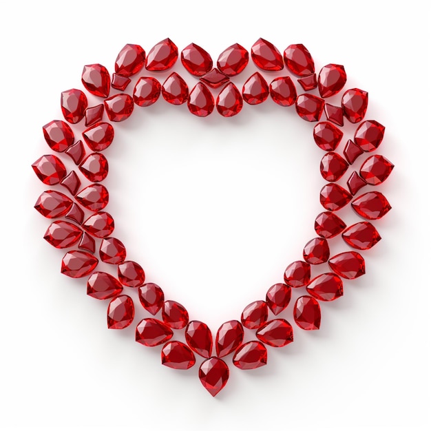 Foto arafed herzförmige rote perlen, die in einer herzförmigen generativen ki angeordnet sind