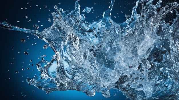 arafed imagem de um salpico de água em um fundo azul generativa ai