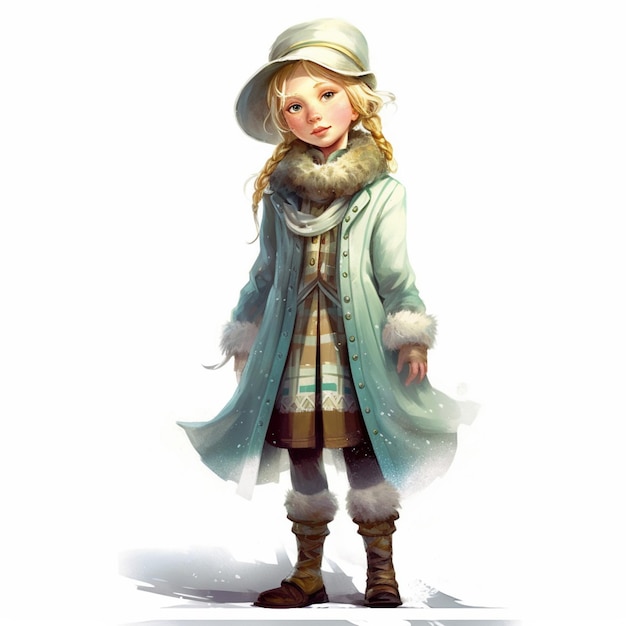 arafed imagem de uma menina em um casaco e chapéu generative ai