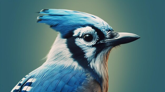 Arafed jay azul pájaro con un pico a cuadros negro y blanco generativo ai
