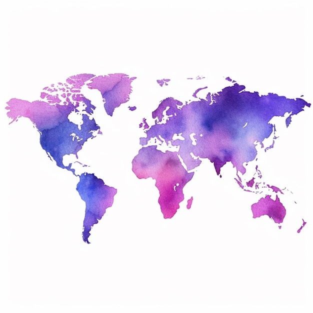 Arafed-Karte der Welt mit Aquarellfarbe generativ ai