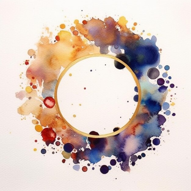 Foto arafed kreis von aquarellen mit einem goldenen ring auf der oberseite generative ai