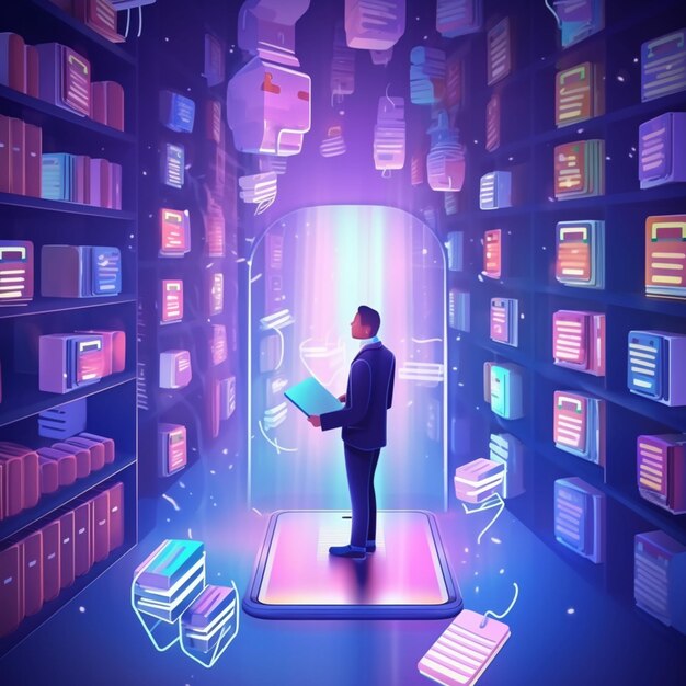 Arafed-Mann steht in einer Bibliothek mit einem Buch in der Hand generative KI