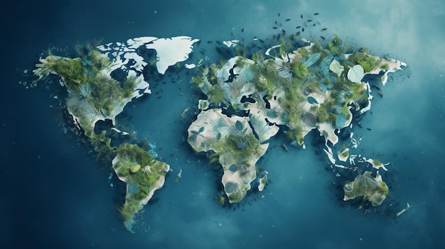 Arafed mapa del mundo con muchos tipos diferentes de árboles generativos ai