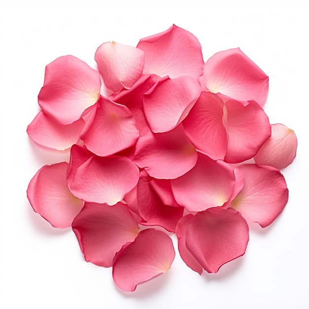 Arafed rosa Blütenblätter auf einer weißen Oberfläche mit einem weißen Hintergrund generative ai