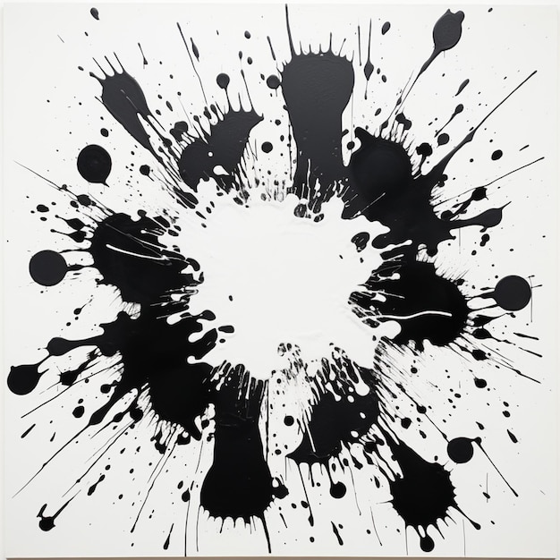 Arafed Schwarz-Weiß-Gemälde eines Kreises aus generativen Klecksen
