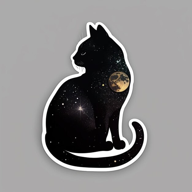 Foto arafed schwarze katze sitzt vor einer generativen vollmond-ki