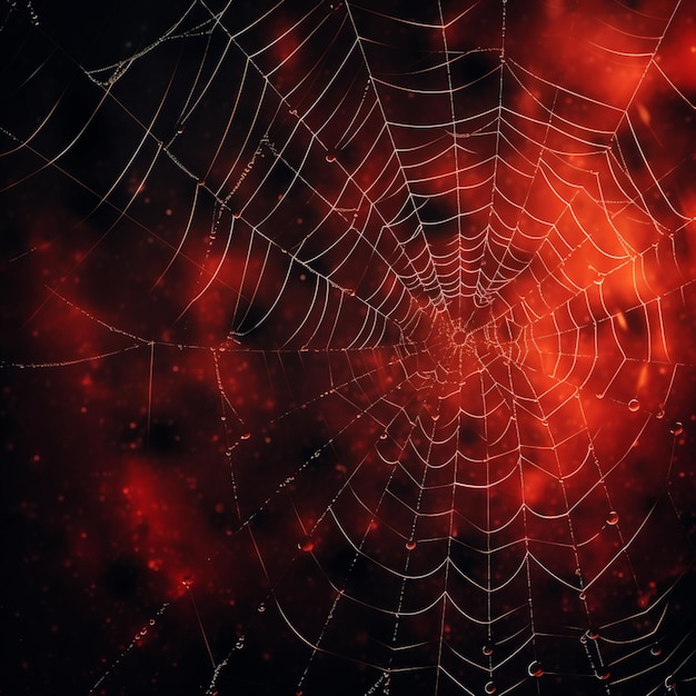 Foto arafed spinnennetz mit rotem hintergrund und schwarzem hintergrund generativ ai