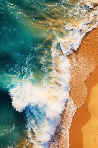 Arafed vista de uma praia com uma onda vindo para a costa generativo ai