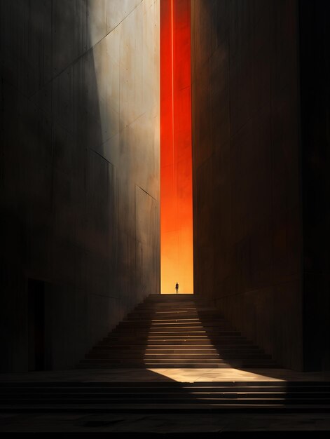 Foto arafed vista de una escalera que conduce a una luz brillante generativa ai