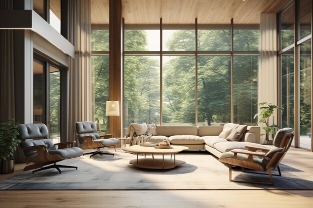 Arafed Wohnzimmer mit einer Couch generative ai