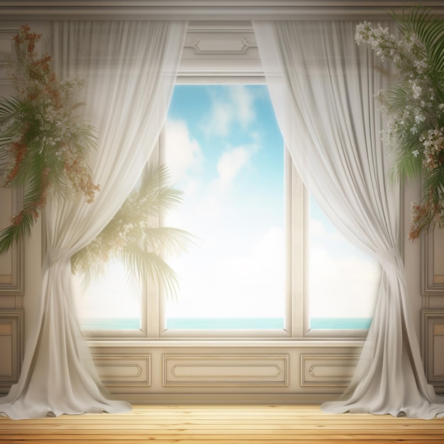 Arafed-Zimmer mit Fenster und Blick auf den Ozean