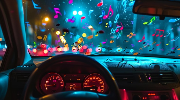 Araffe-Ansicht eines Auto-Dashboards mit einem Haufen von Lichtern generative ai