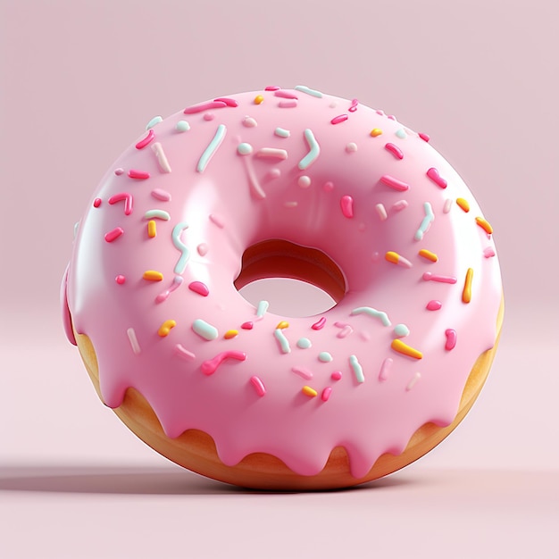 Araffe-Donut mit rosa Zuckerguss und Streuseln auf einer weißen Oberfläche, generative KI