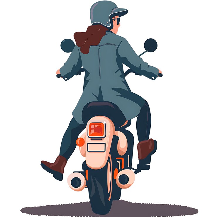 araffe montando una motocicleta con un casco y una mochila en la espalda