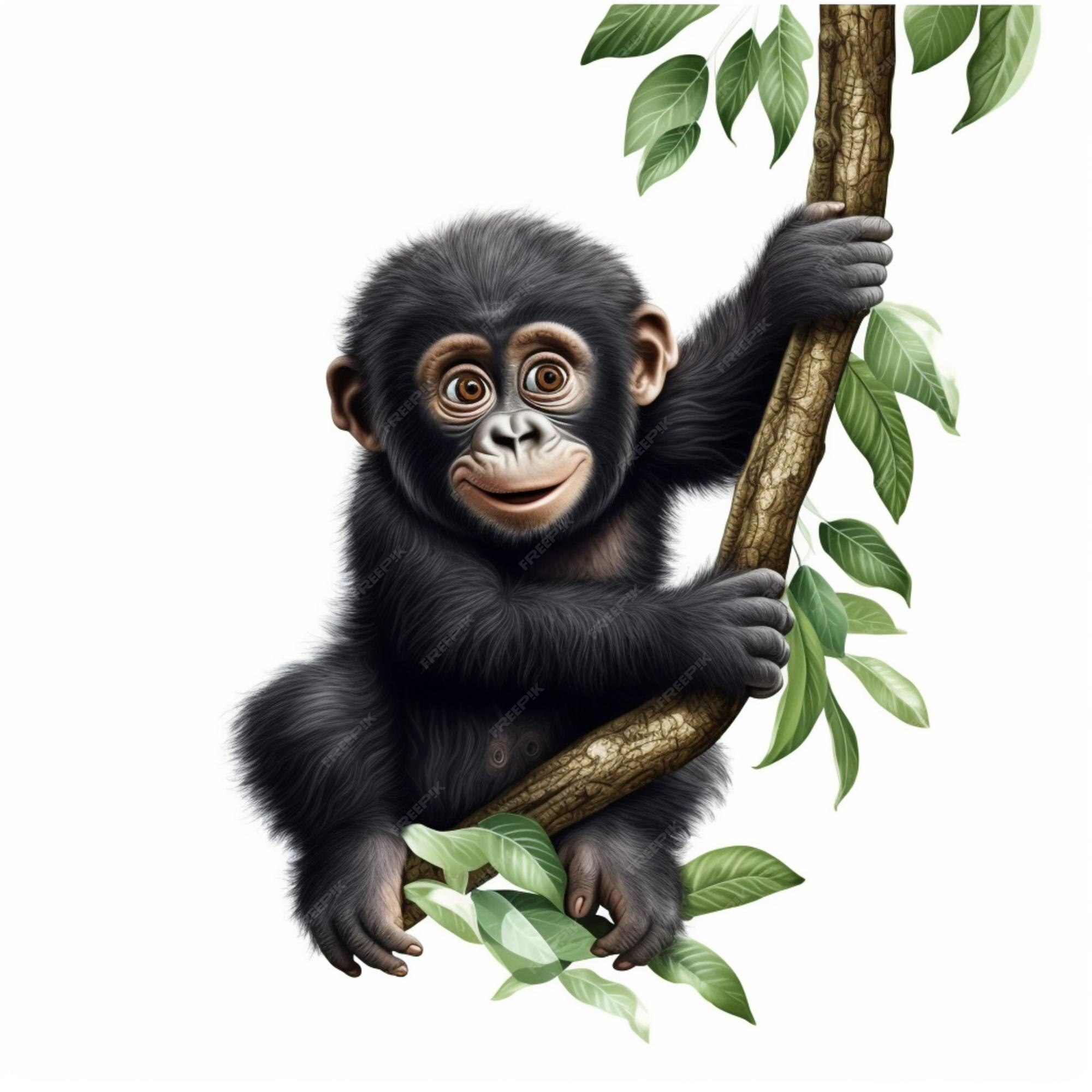 Retrato Realista De Um Macaco Adulto Em Fundo Branco Ilustração Stock -  Ilustração de desenho, multa: 289792362