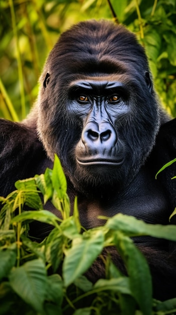 araffe sentado en la jungla mirando la cámara generativa ai