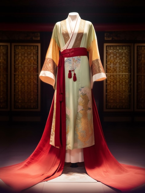 Araffe vestido com um traje tradicional chinês com uma capa vermelha generativa ai