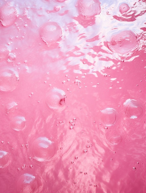 Foto araffes de burbujas de agua en una piscina rosa con un cielo azul generativo ai