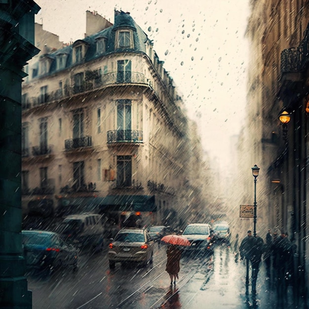 araffes caminando bajo la lluvia en un día lluvioso en una ciudad generativa ai