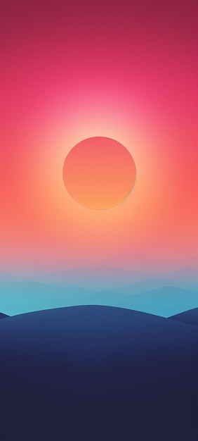 Arafiertes Bild eines Sonnenuntergangs mit einer großen Scheibe am Himmel, generative KI