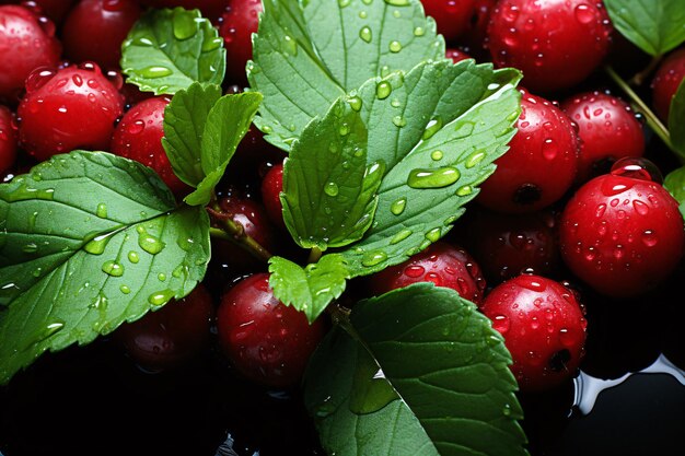 Arafies vibrantes con gotas de agua relucientes en un cuenco mejorado con IA generativa