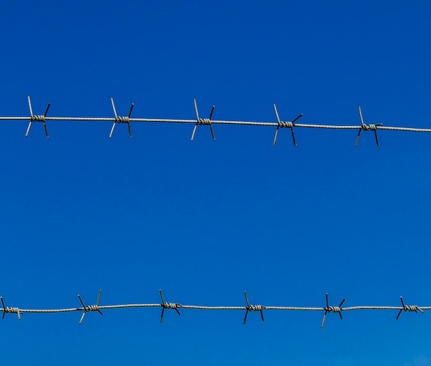 Arame farpado contra o céu