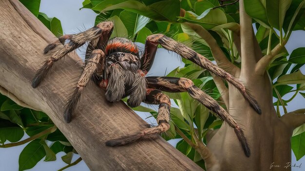 Foto araña en el árbol