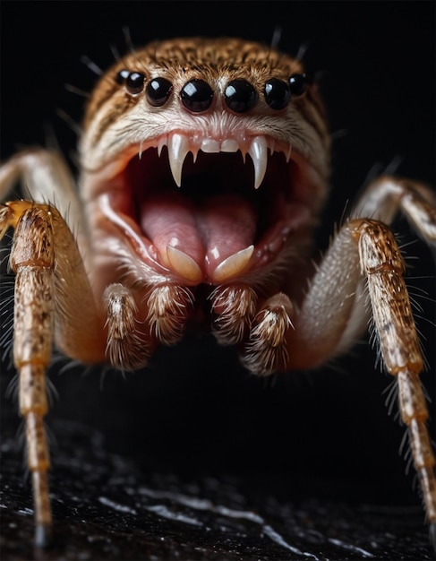 Foto una araña con una boca llena de dientes