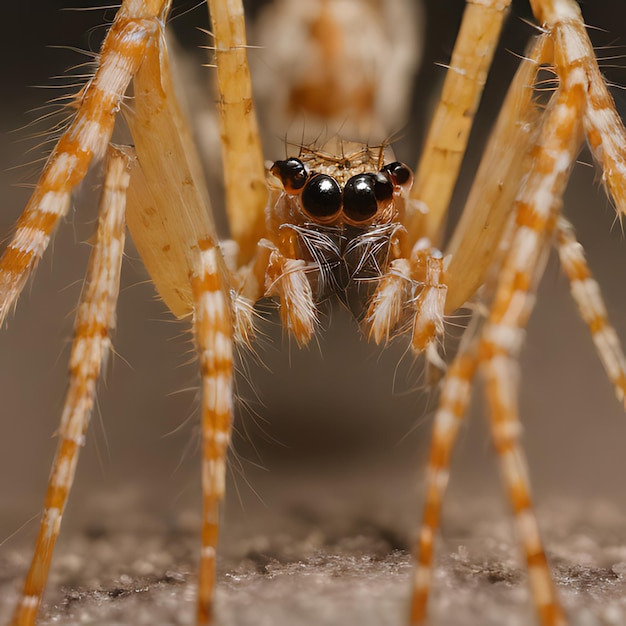 una araña con una cara negra y una araña en el frente