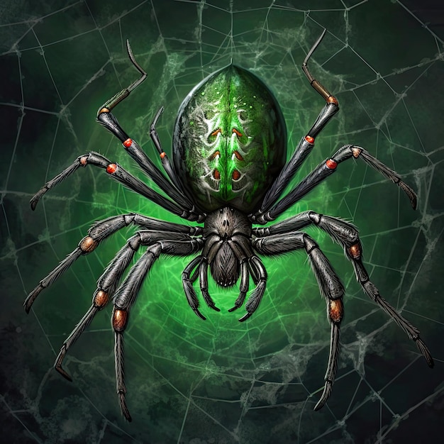 araña con marcas verdes