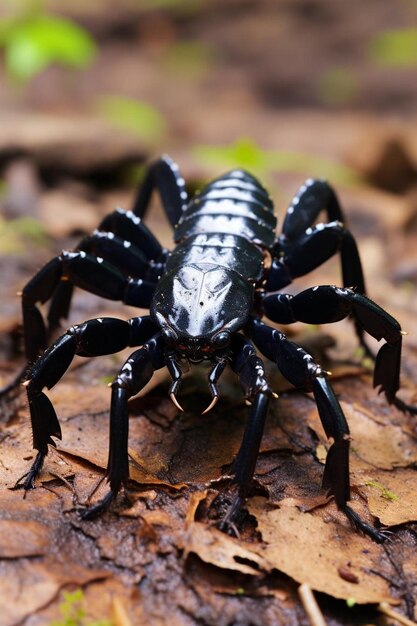 Foto una araña negra con una cara blanca y un cuerpo negro y un diseño blanco en su cuerpo