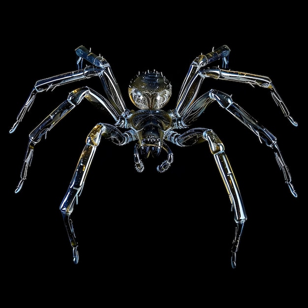 Araña con ocho patas formadas en material de aceite arte de fondo Wi transparente concepto de brillo Y2K