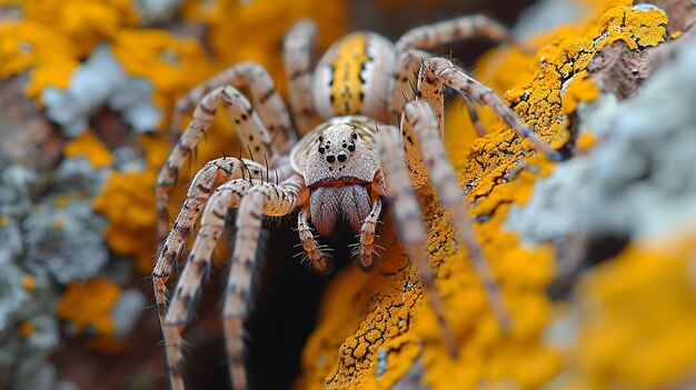 Foto araña pegada al árbol con un patrón único