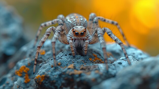 Araña pegada al árbol con un patrón único