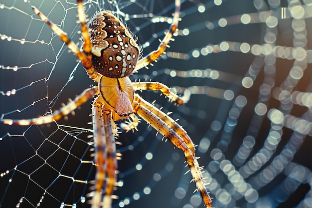 Foto una araña está de pie en una red