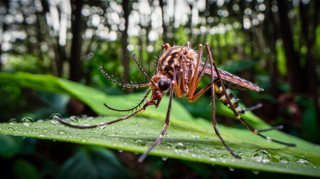 una araña que está en una hoja verde