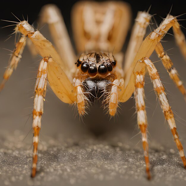 una araña que está en una mesa con un fondo negro