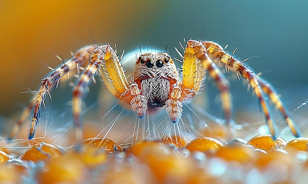 Foto una araña que tiene una araña en la espalda