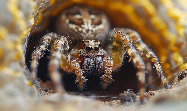 Foto una araña que tiene una araña en la espalda