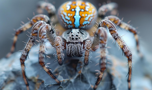 Foto una araña que tiene una araña en la espalda