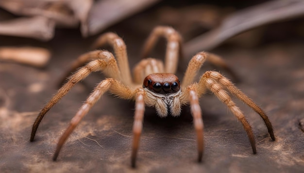 La araña se queda en la hoja seca