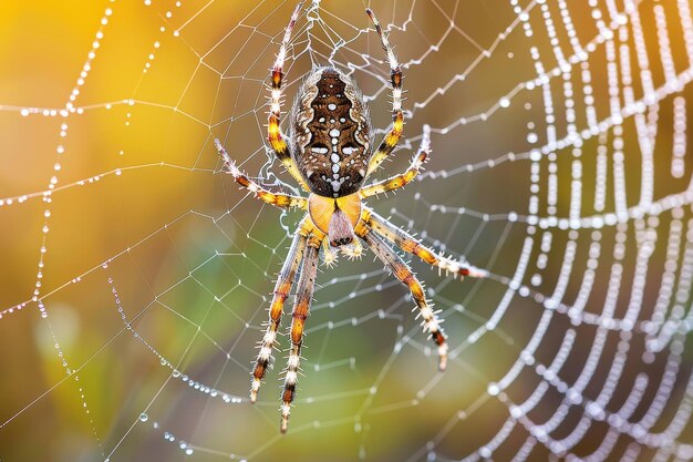 Foto una araña está sentada en una telaraña.