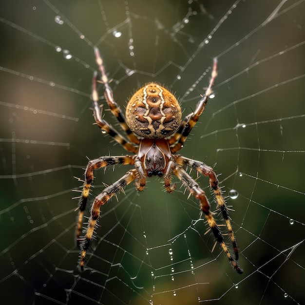 Una araña se sienta en su telaraña con la palabra araña en ella.