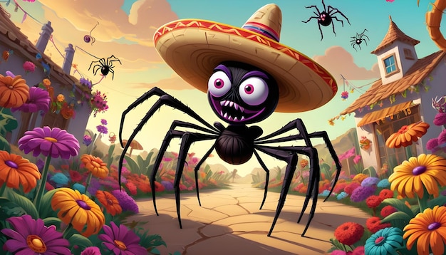 la araña con un sombrero y maracas salsa