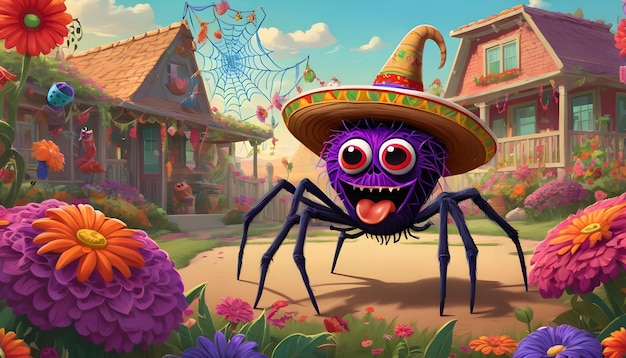 la araña con un sombrero y maracas salsa